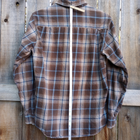 Weatherproof Vintage Men's Flannel Button- Size M Brown and Blue Plaid - Picture 6 of 7
